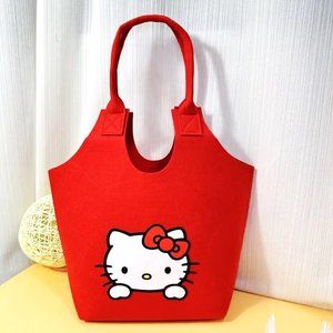 Hello Kitty Purse Sanrio Tote Bag Kawaii Hobo Black or Red Travel weekend Beach